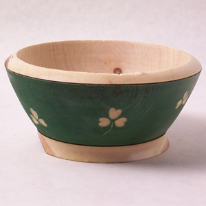 Hand Carved Shamrock Wooden Bowl - #93